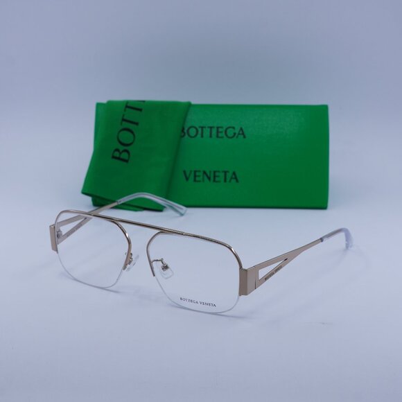 Bottega Veneta BV1067O 001 Aviator Eyeglasses 56mm – Rose Gold - Picture 1 of 10